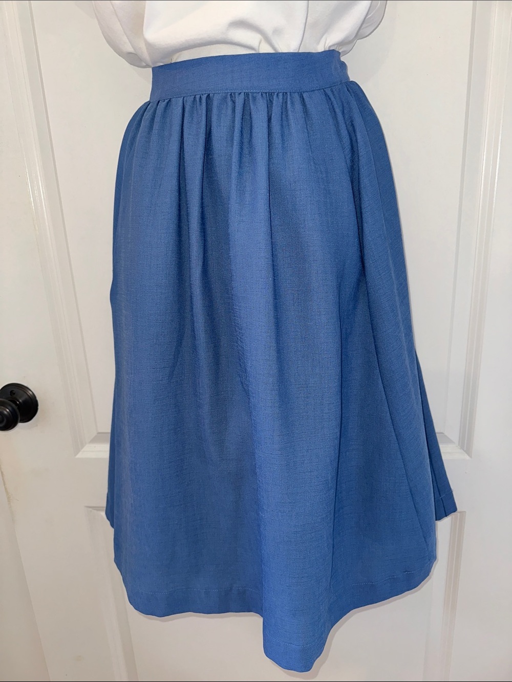 Esley‎ Blue Denim Look Full Midi Skirt with Crinoline
